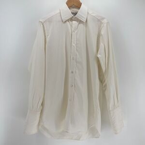 NWT Turnbull & Asser 38cm-15 Ivory Cotton/Silk Twill cuff dress shirt